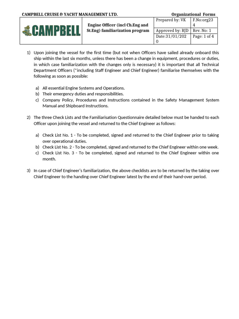 Org234 Engine Officer (Incl CH - Eng and ST - Eng) Familiarization ...