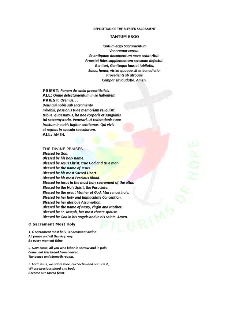 Reposition of the Blessed Sacrament Prayers | PDF