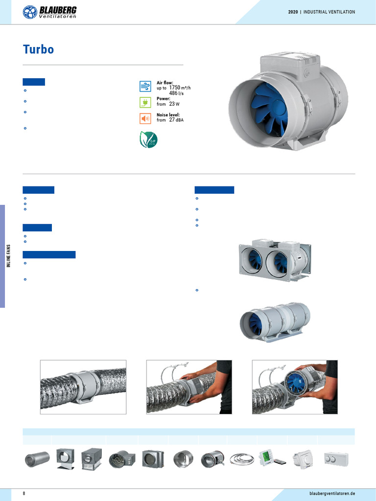 Turbo Inline Fan Specifications | PDF | Mains Electricity | Duct (Flow)