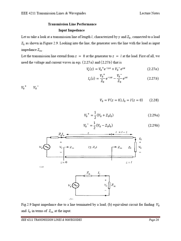 Input Impedance in Transmission Lines | PDF | Transmission Line | Waveguide