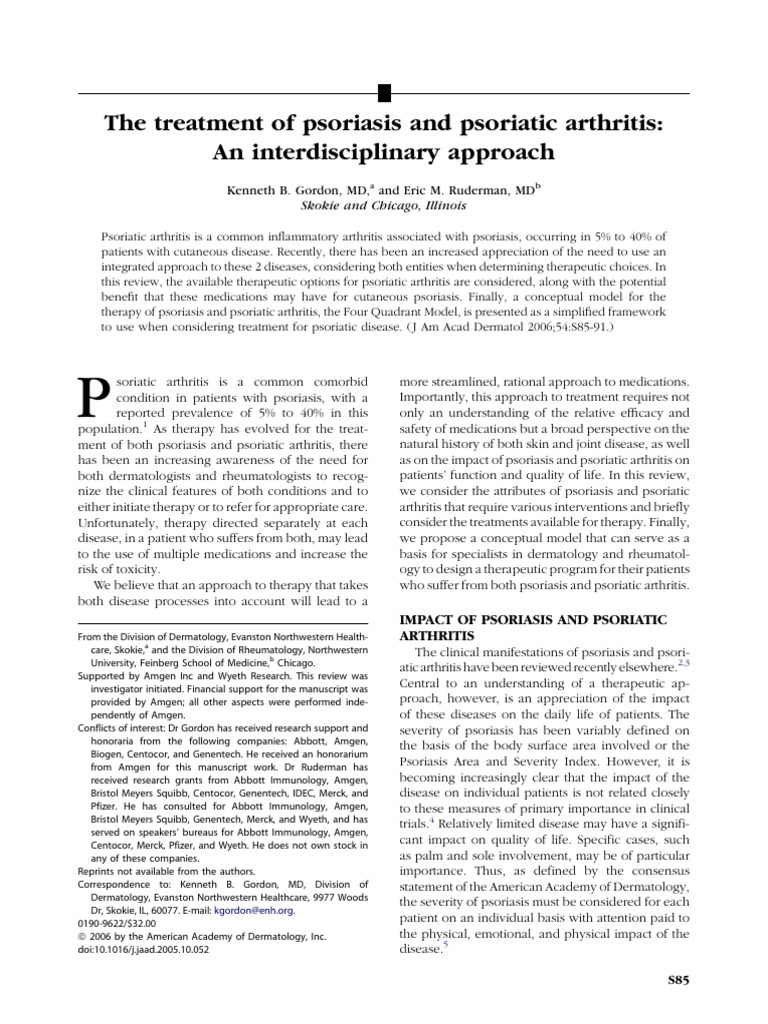 The Treatment of Psoriasis and Psoriatic Arthritis - An ...