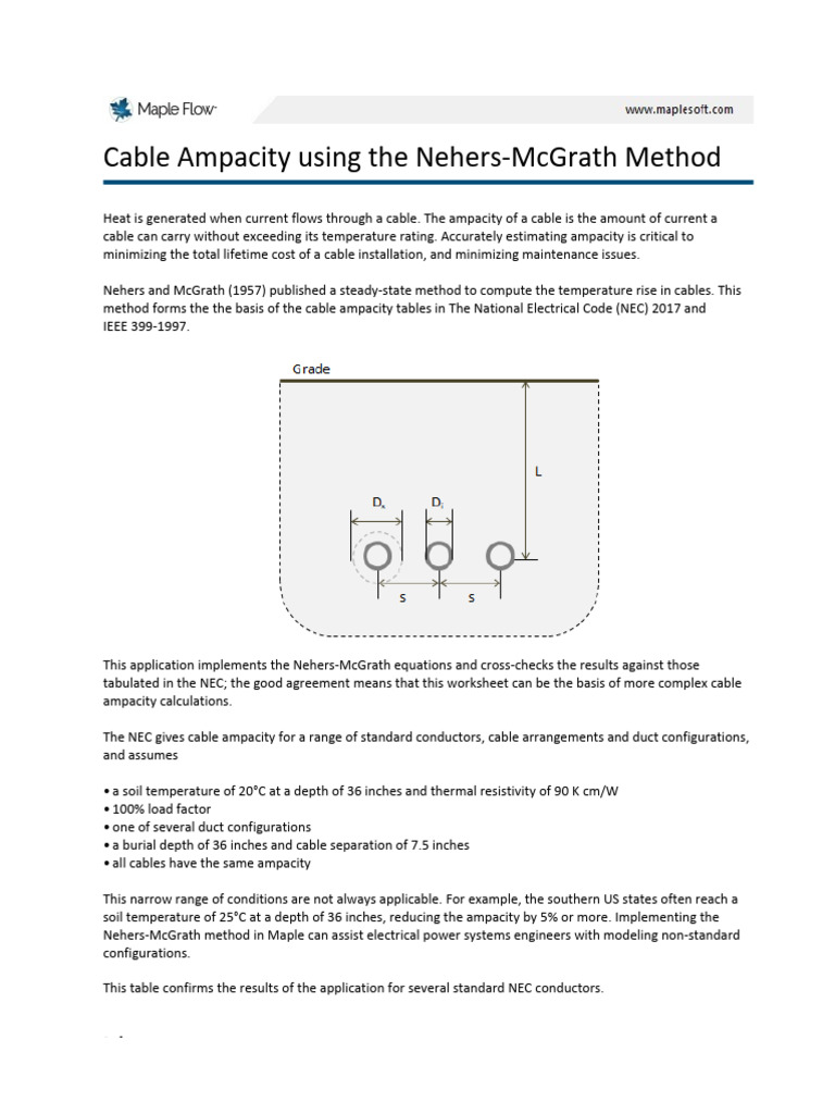 Cable Ampacity via Neher-McGrath Method | PDF | Electrical Conductor ...