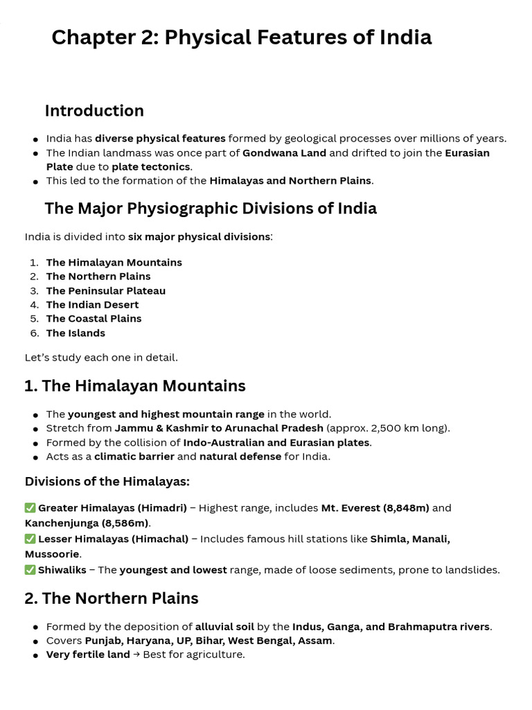 Major Physiographic Divisions of India | PDF | Himalayas | Geomorphology