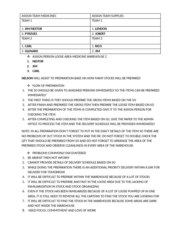 Warehouse Preparation Workflow Guide | PDF