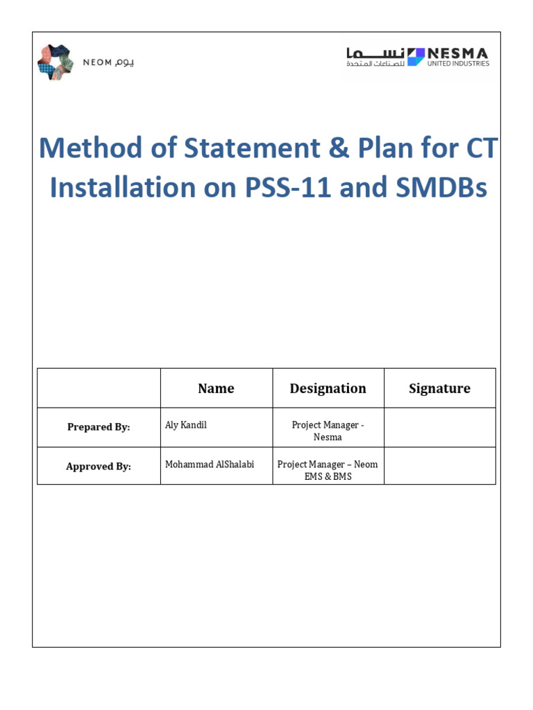 CT Installation Method Statement | PDF | Electric Power | Safety