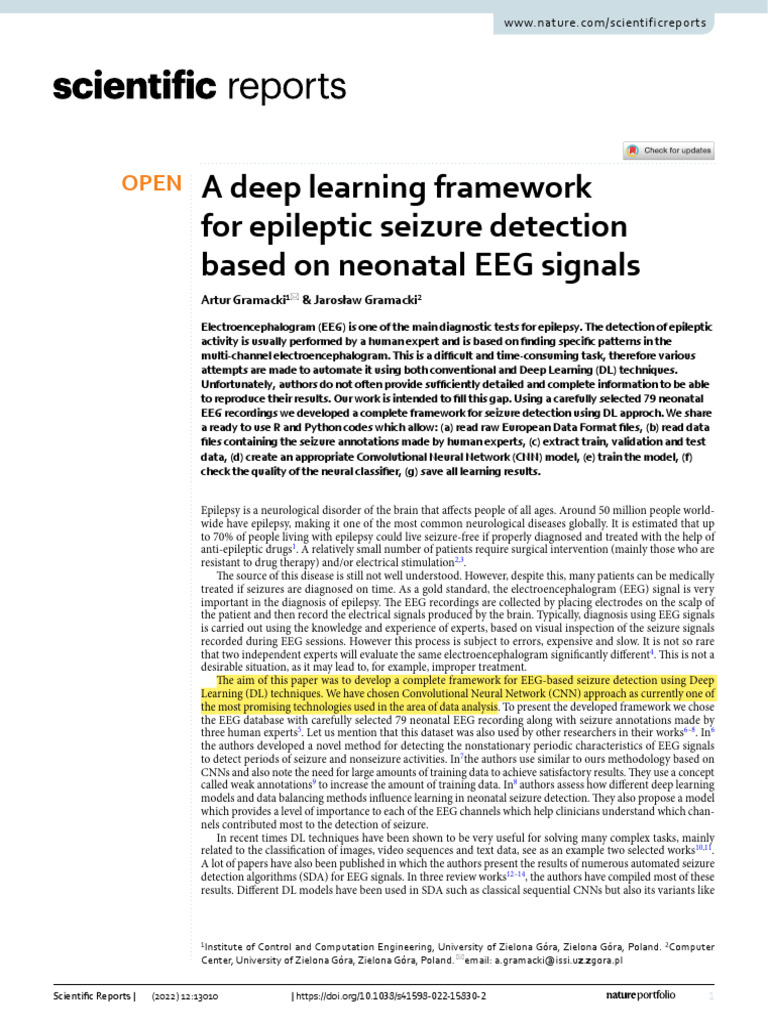 Deep Learning for Neonatal EEG Seizure Detection | PDF ...