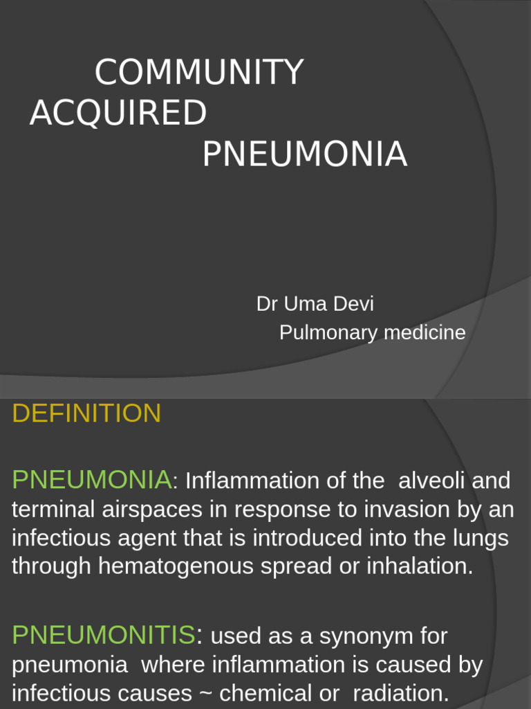 Community Acquired Pneumonia | PDF | Pneumonia | Medical Specialties