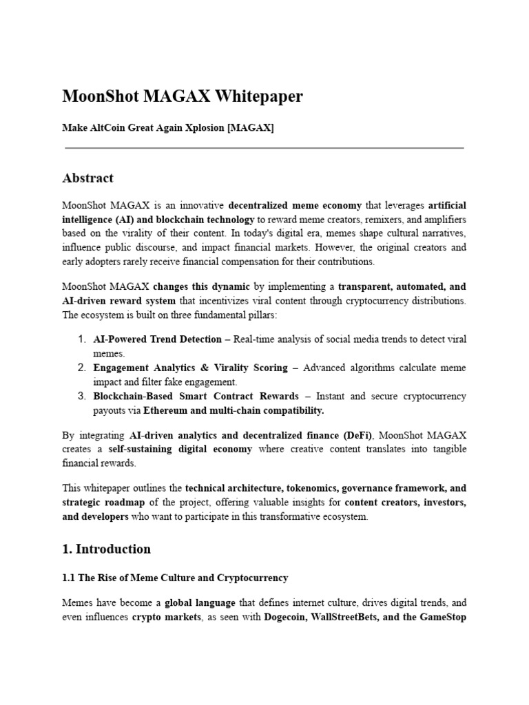 MoonShot MAGAX Whitepaper | PDF | Cryptocurrency | Artificial Intelligence
