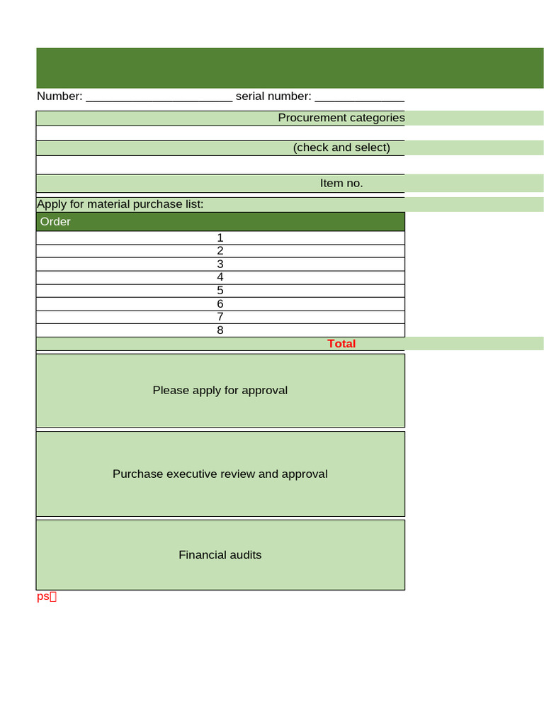 Material Purchase Application Form | PDF | Procurement