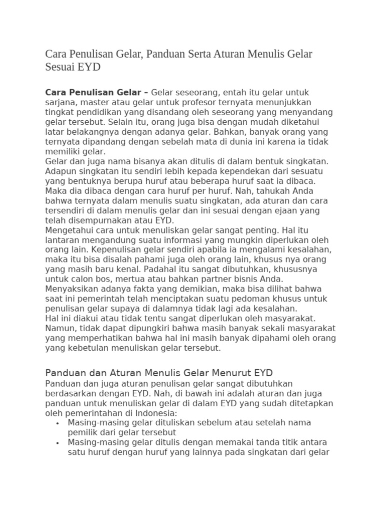 Cara Penulisan Gelar | PDF