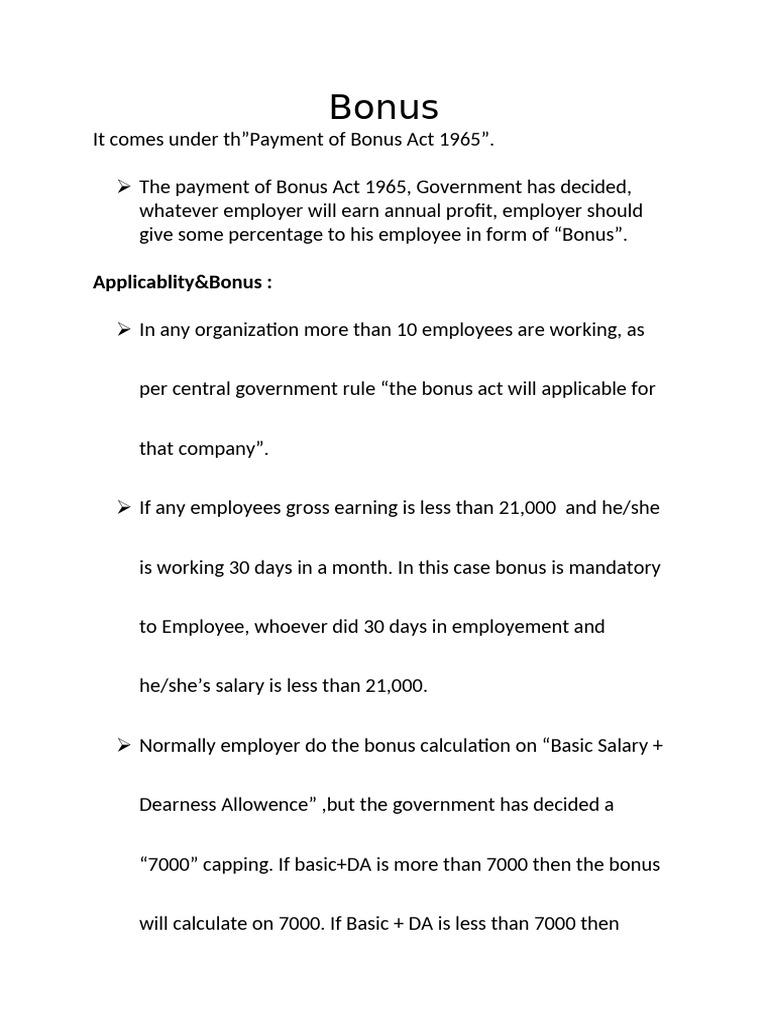 Bonus Act | PDF