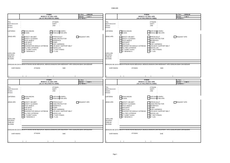 Formulir Pengambilan APD Karyawan | PDF