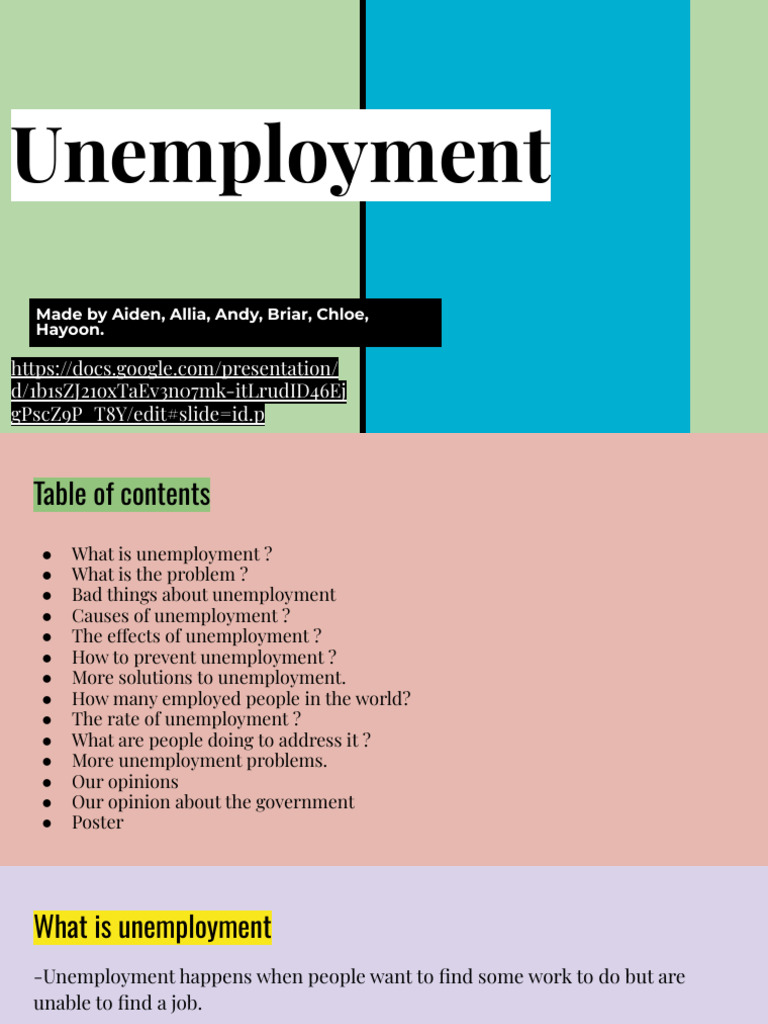 Intro Lit&Comp Midterm Presentation - Unemployment | PDF | Unemployment ...