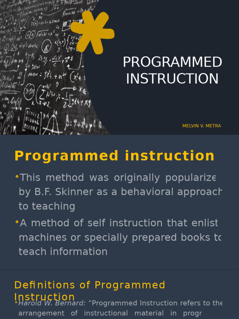 Programmed Instruction Overview | PDF | Learning | Education Theory