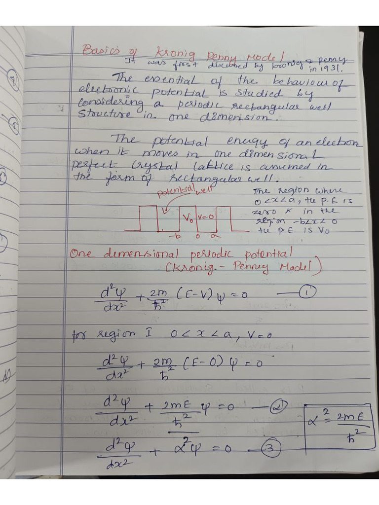Basics Of Kronig Penny Model Pdf