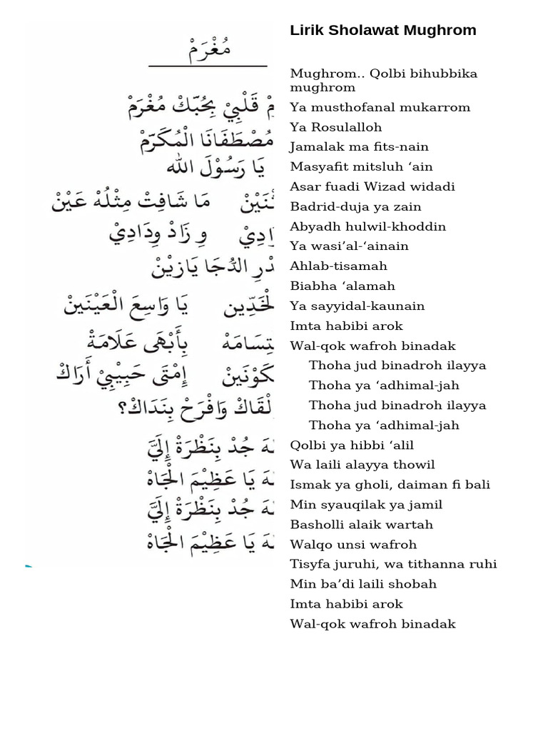 Lirik Sholawat Mughrom | PDF