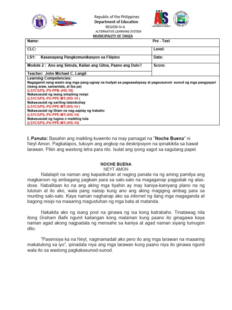 JHS-M2-LS1-FIL-PRE&POST | PDF