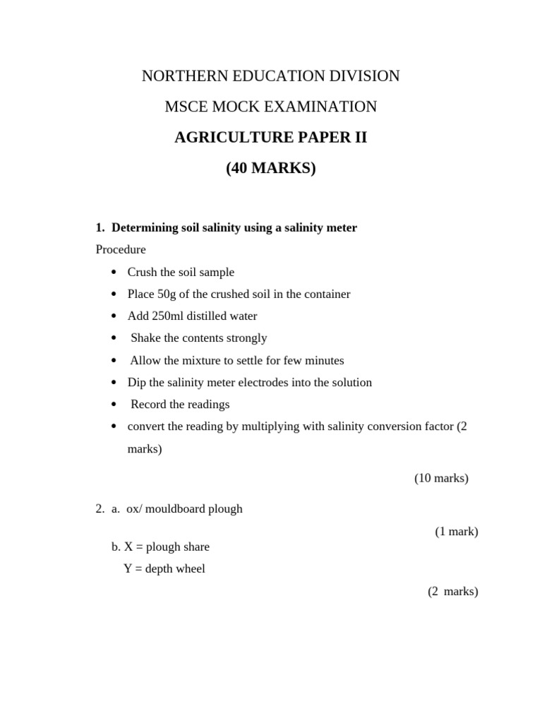2024 MARKING KEY NED AGRICULTURE PAPER II | PDF | Soil | Plants