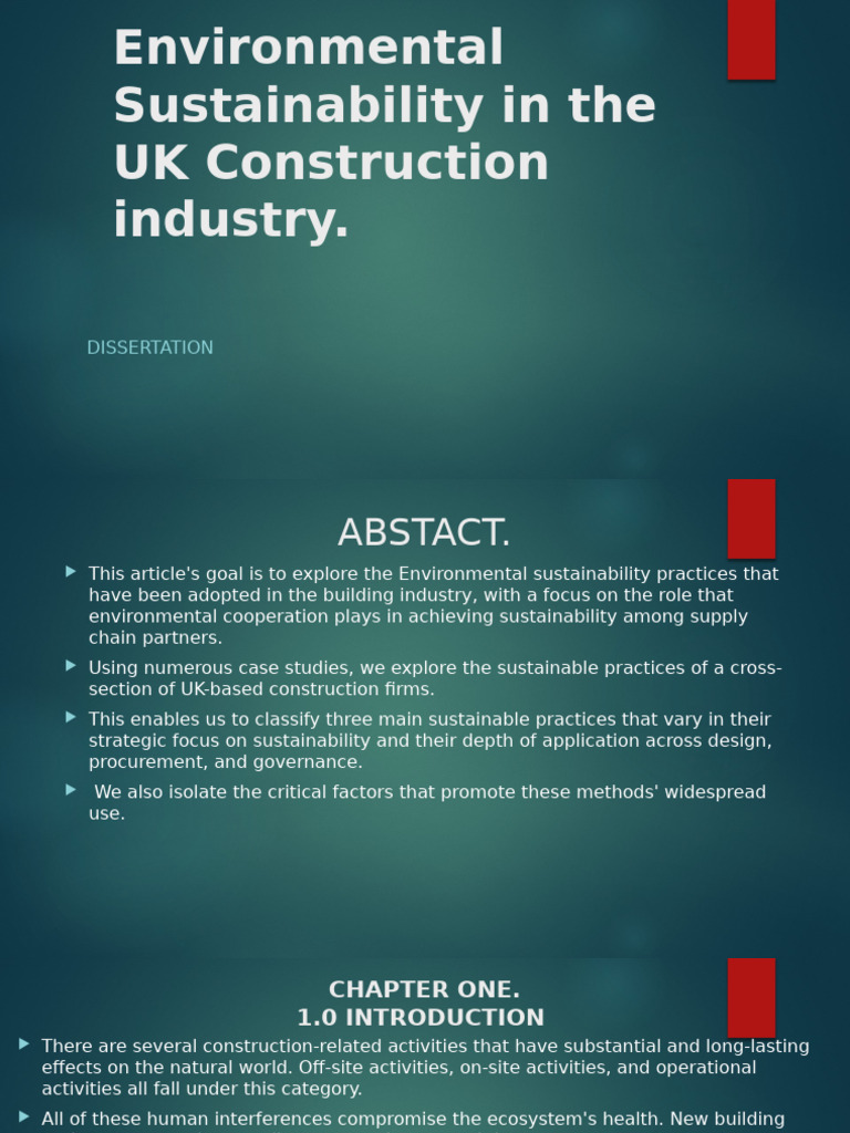 Sustainability in UK Construction Practices | PDF