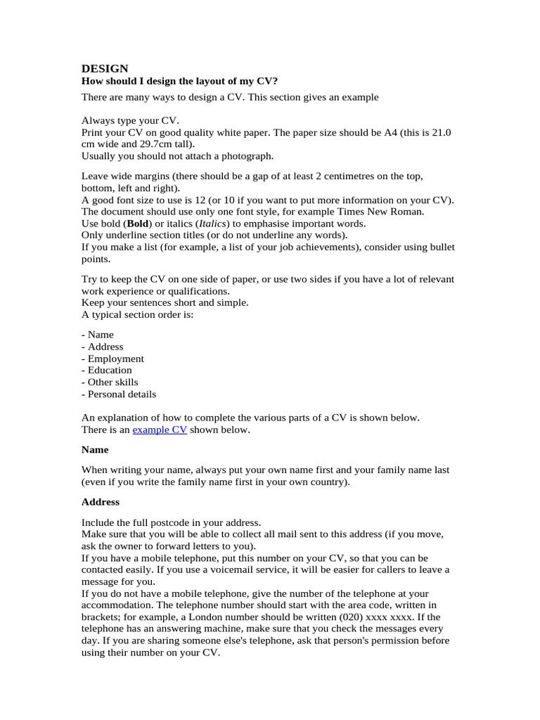 How To Write A CV | PDF