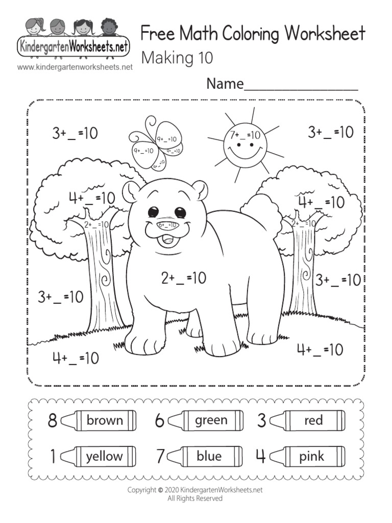 Free Kindergarten Math Coloring Sheet | PDF