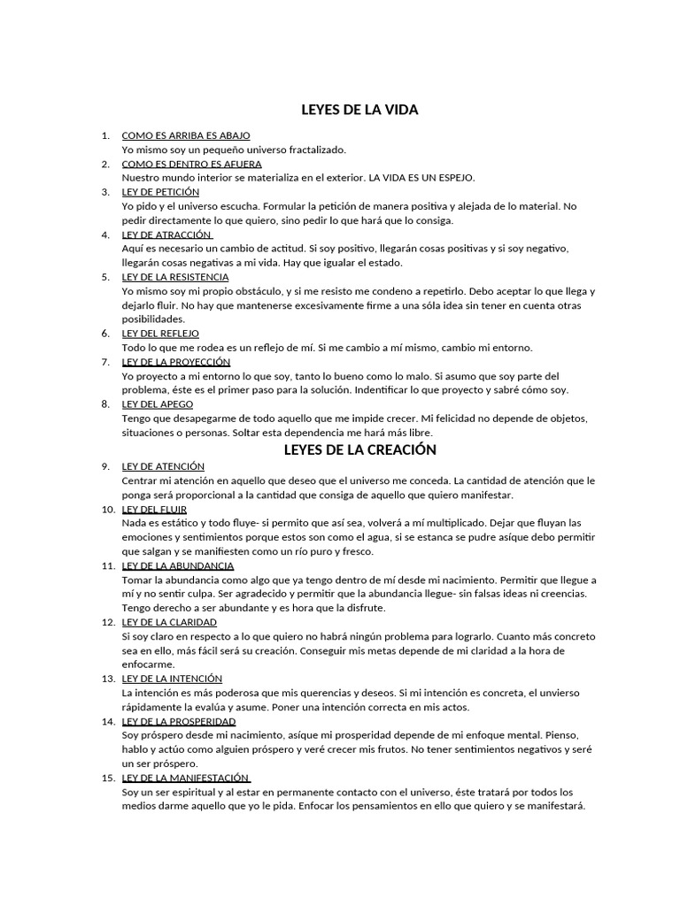 Leyes de la Vida: Guía de Crecimiento Personal | PDF | Fe | Karma