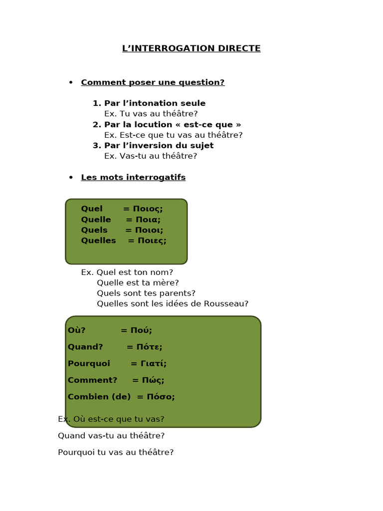 Interrogation en français : Guide pratique | PDF