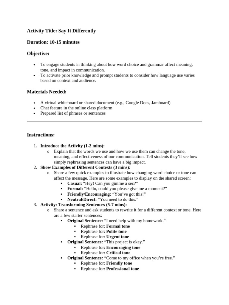 Transforming Tone in Communication | PDF | Learning | Communication