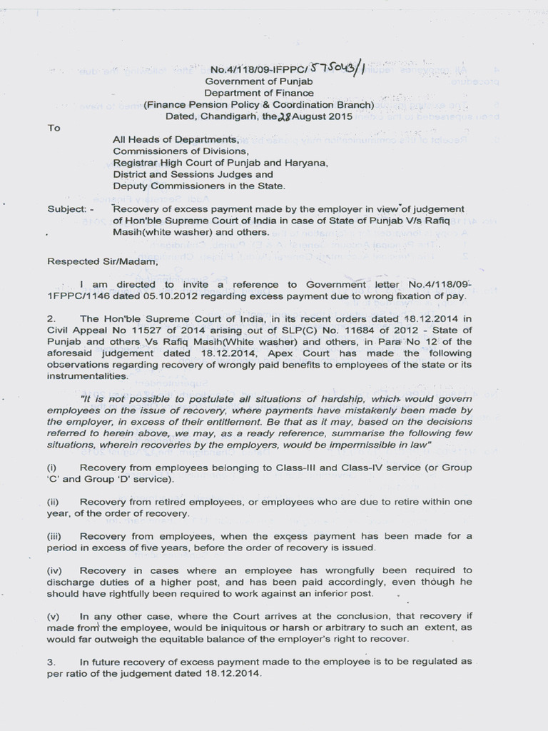 Guidelines for Excess Payment Recovery | PDF | Government | Justice