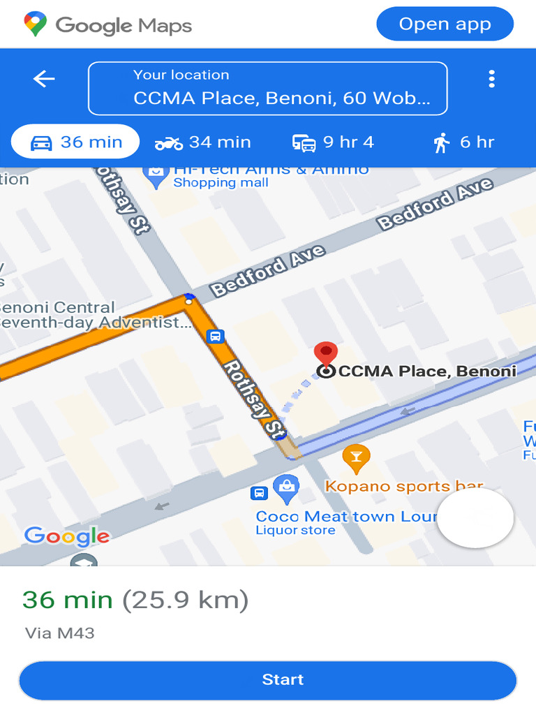 Get Directions - Your Location To CCMA Place, Benoni, 60 Woburn Ave ...