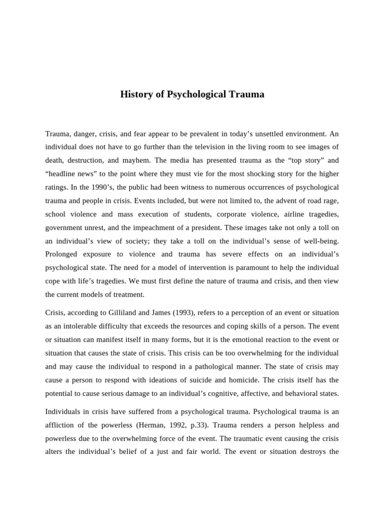 Understanding Psychological Trauma History | PDF | Psychological Trauma ...