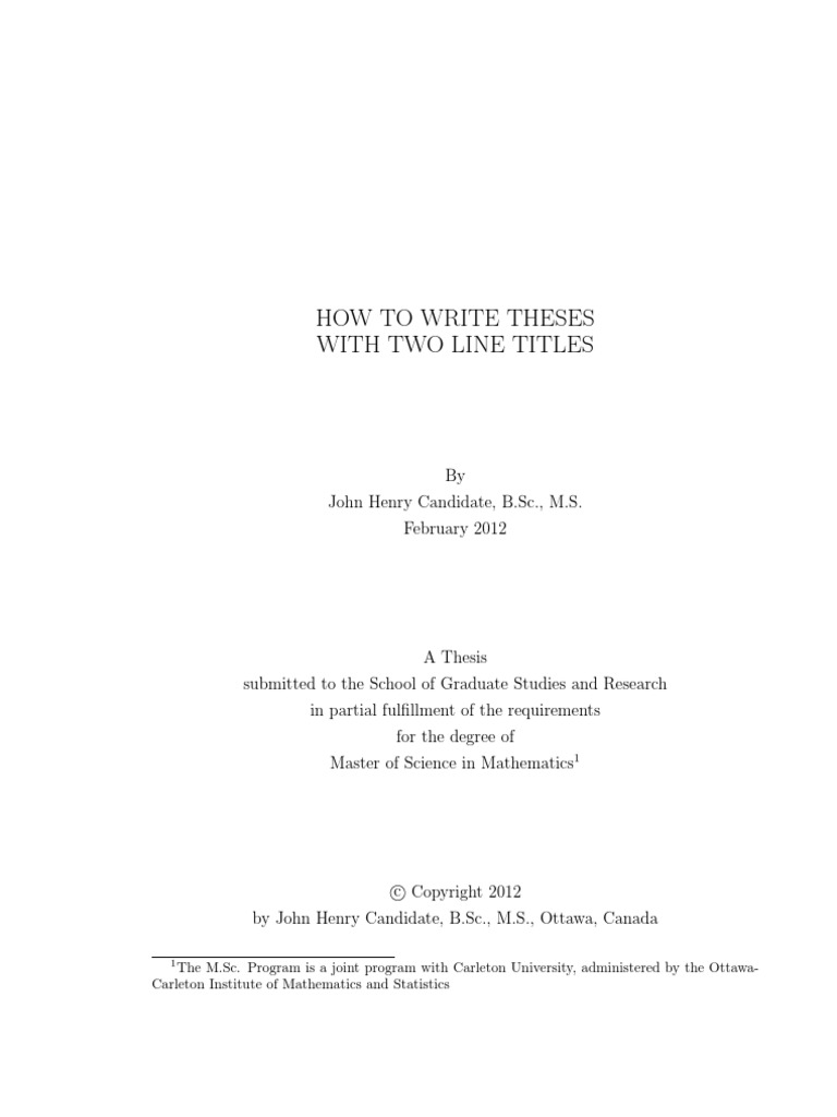 Writing Theses with Two-Line Titles | PDF | Career & Growth | Teaching ...