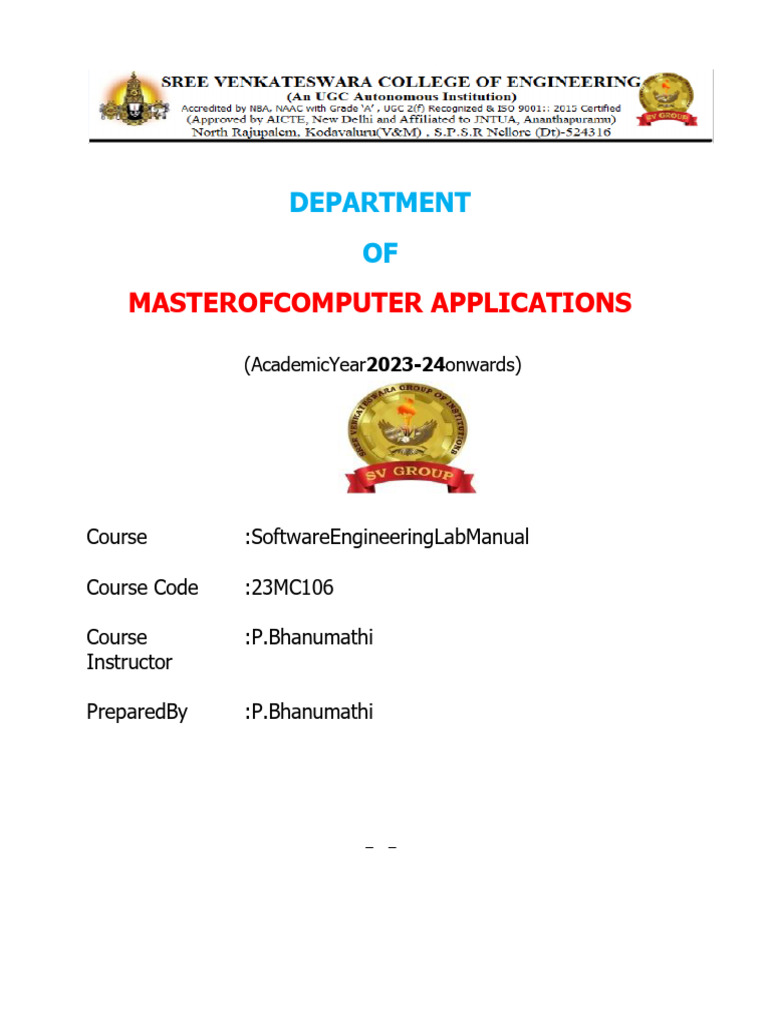 Software Engineering LAB-23MC106 (1) - 1 | PDF | Unified Modeling ...