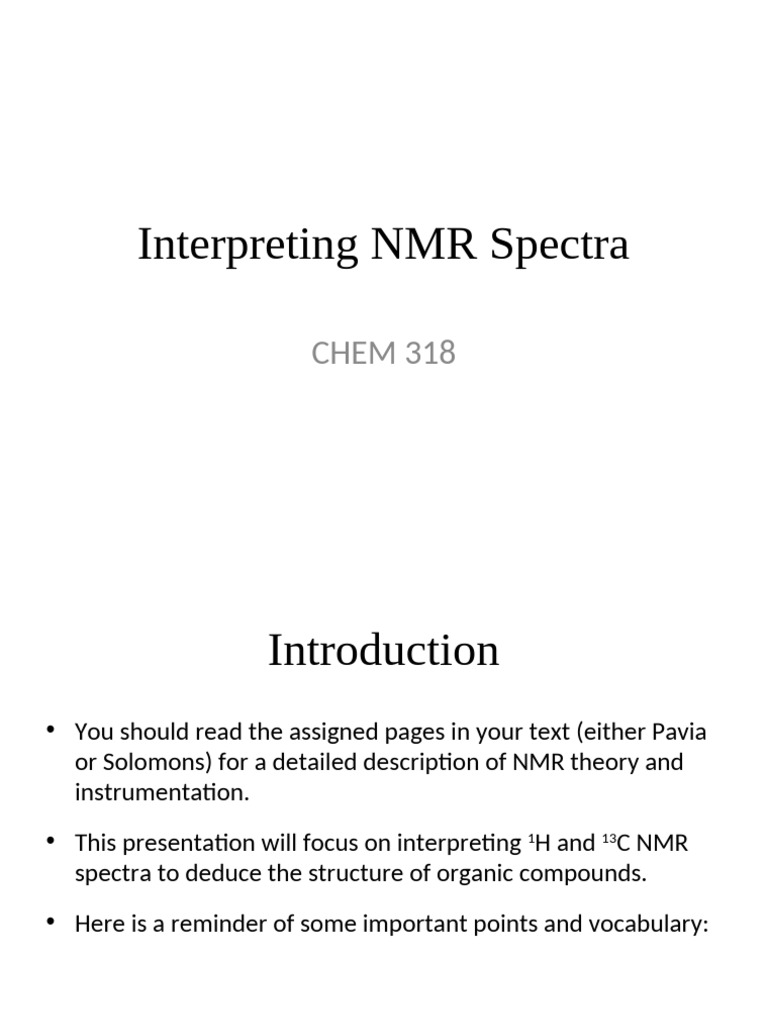 NMR Spectra Interpretation Guide | PDF | Proton Nuclear Magnetic ...