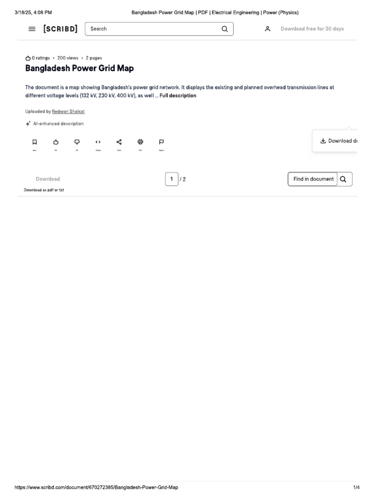 Bangladesh Power Grid Map - PDF - Electrical Engineering - Power ...