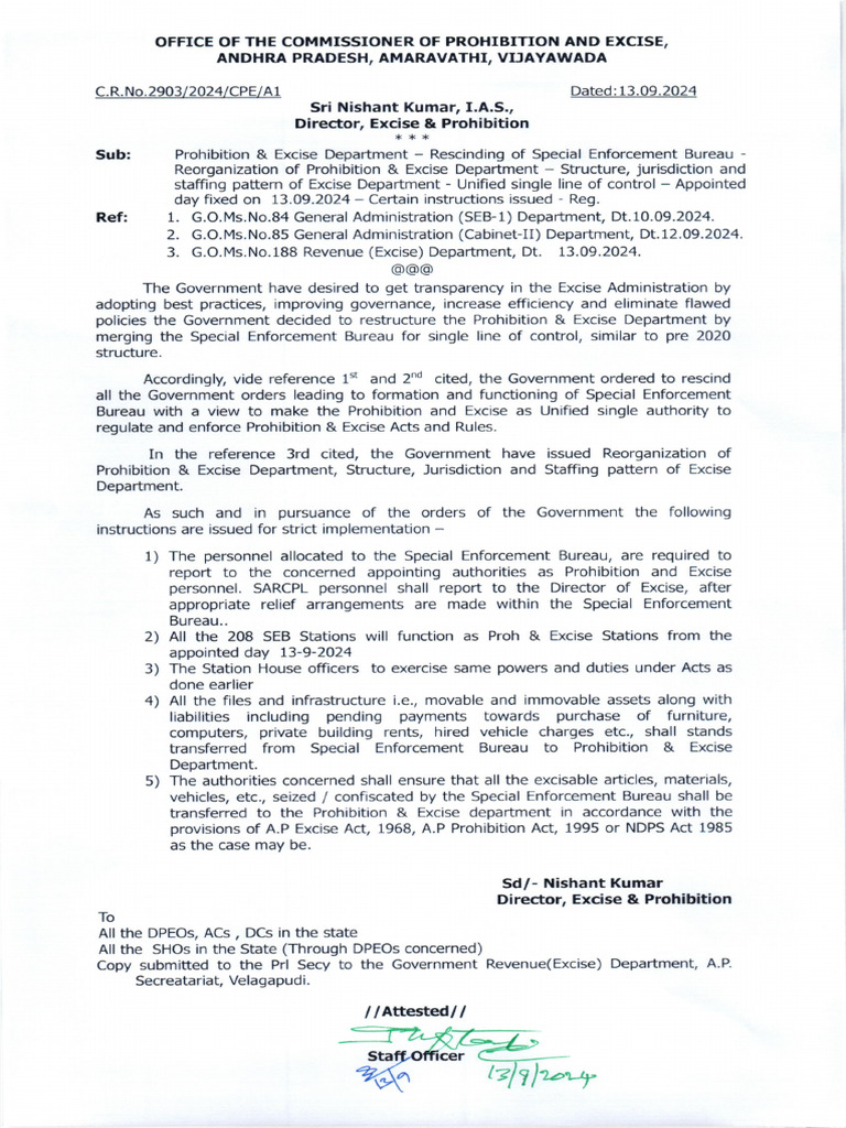 Restructuring Andhra Pradesh Excise Dept. | PDF