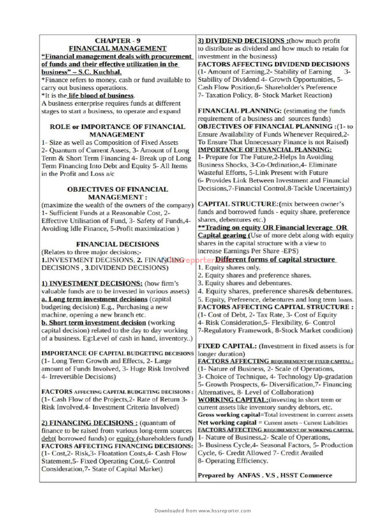Hssreporter - Com - +2 BS - Chapter 9, One Page Notes | PDF