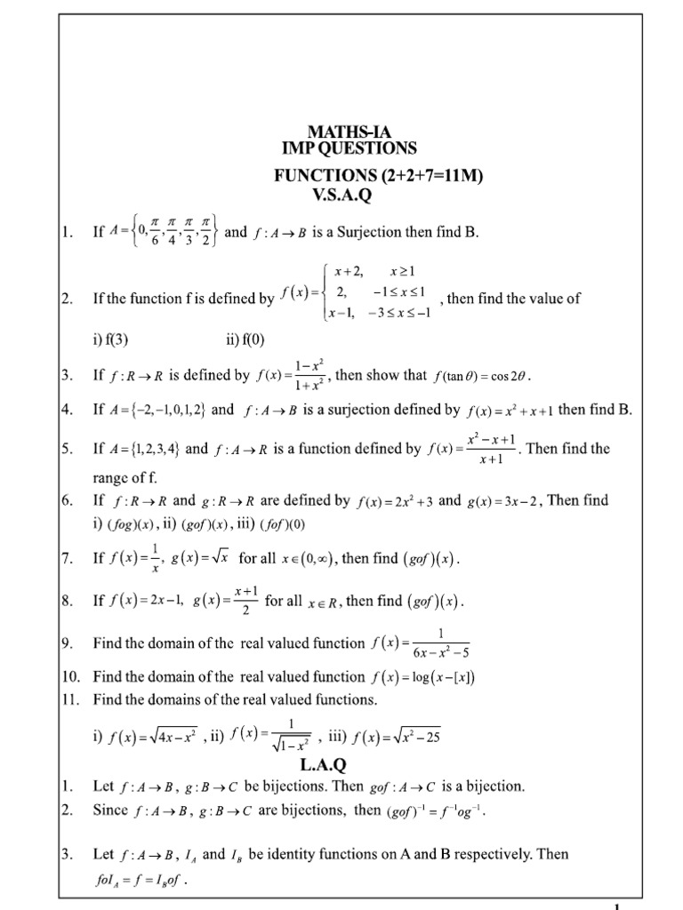 Govt Maths Ia Important | PDF