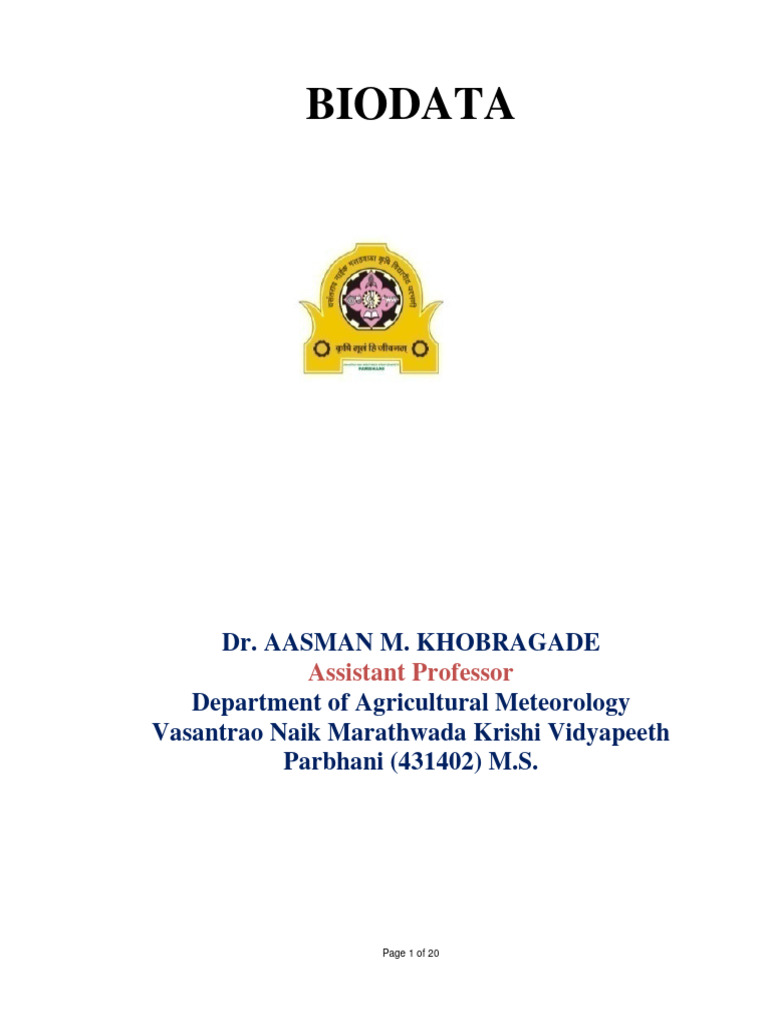 Dr. Aasman Curiculum Vita 1.03.2025 | PDF | Agriculture