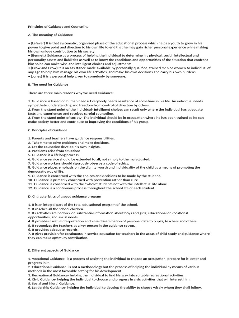 Principles of Guidance and Counseling | PDF | Learning | Teachers
