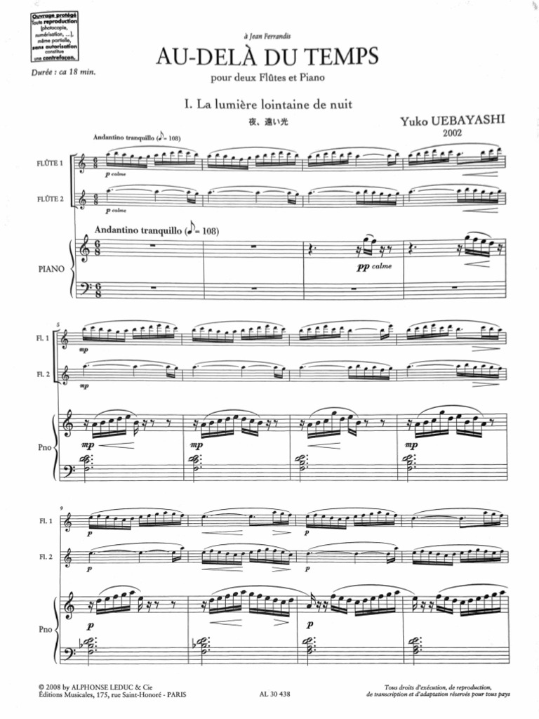 時の外で Yuko Uebayashi AU-DELA DU TEMPS 楽譜 Au Dela Du Temps Yuko Uebayashi | PDF
