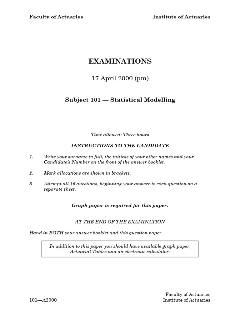 Statistical Modelling Exam Questions | PDF | Errors And Residuals ...