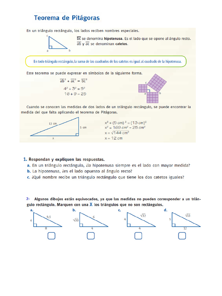 Teorema de Pitágoras | PDF