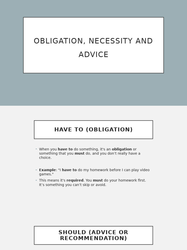 Obligation, Necessity and Advice | PDF