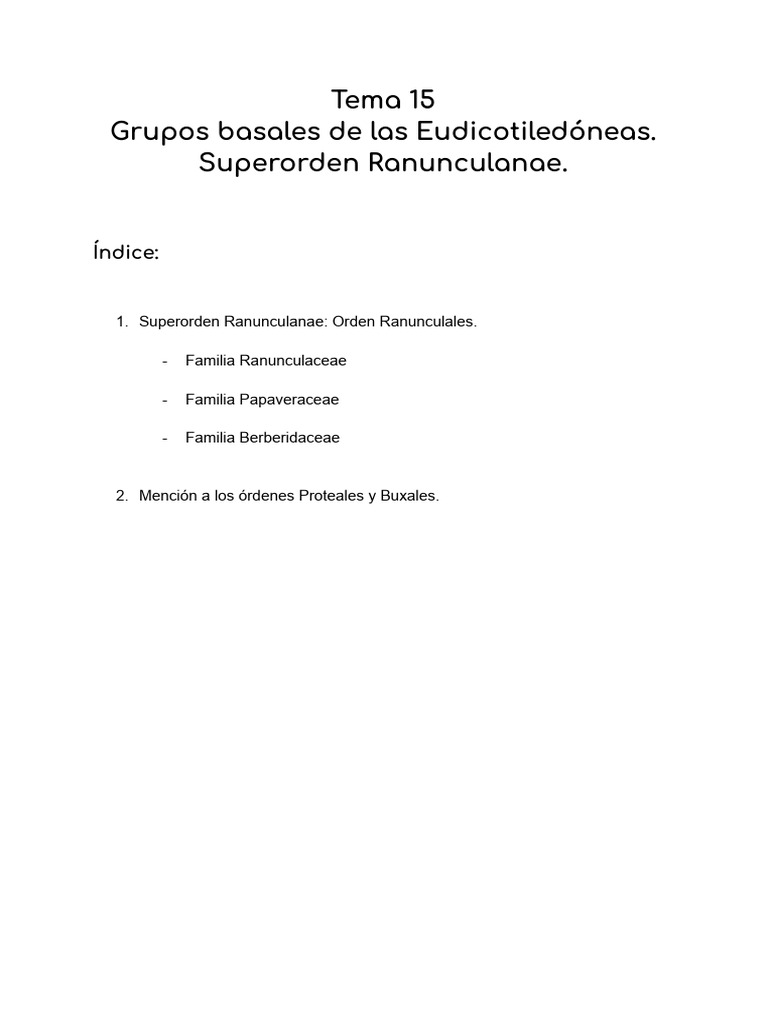 Grupos Basales de Eudicotiledóneas | PDF | Plantas | Morfología Vegetal