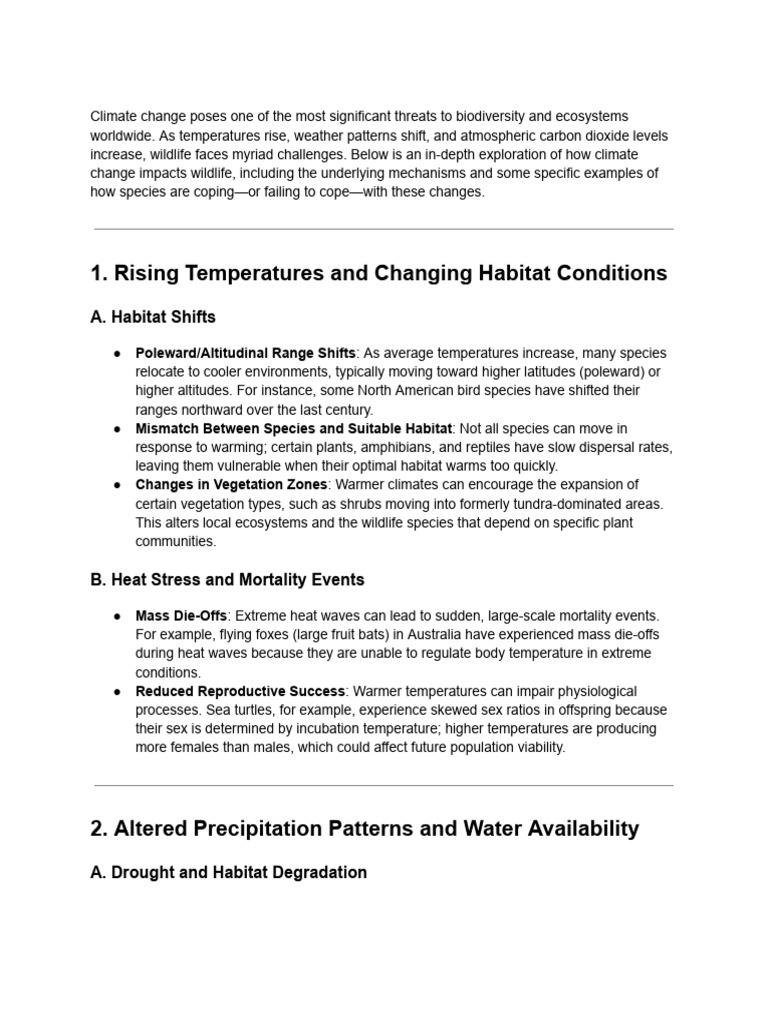 Climate Change Effects on Wildlife | PDF | Ocean Acidification ...