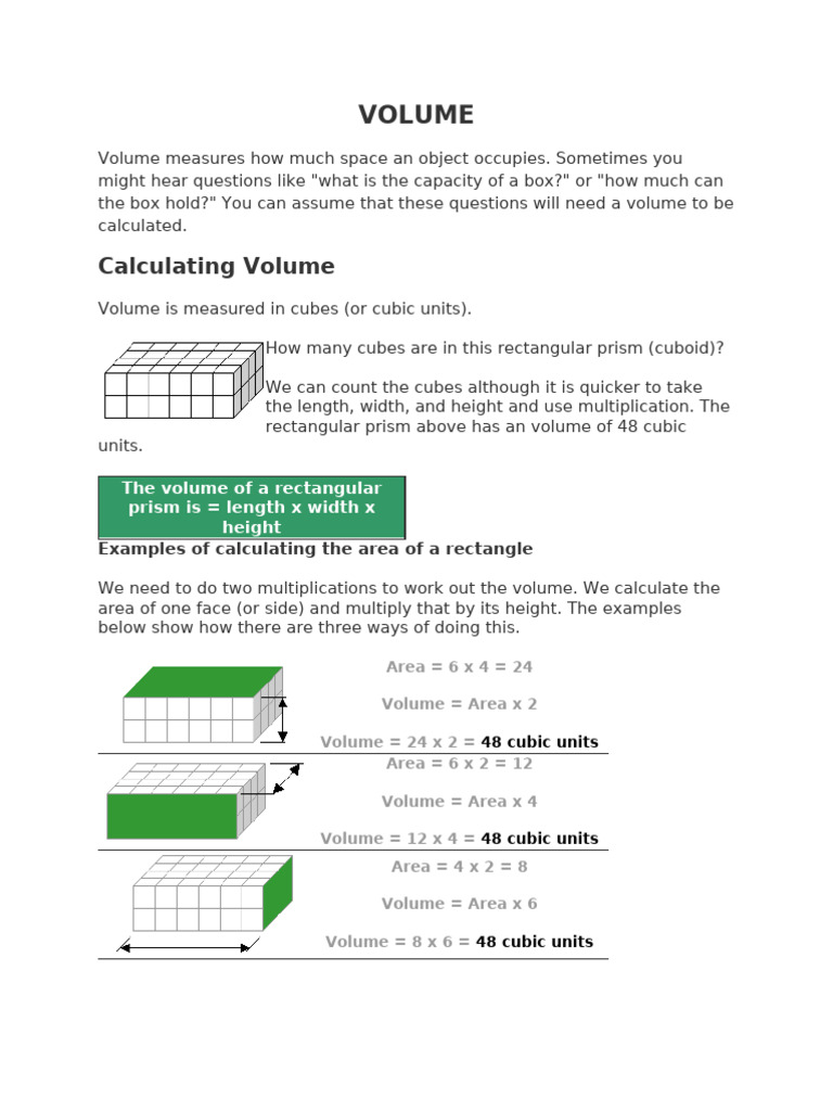 Calculating Volume of Rectangular Prisms | PDF | Volume | Area