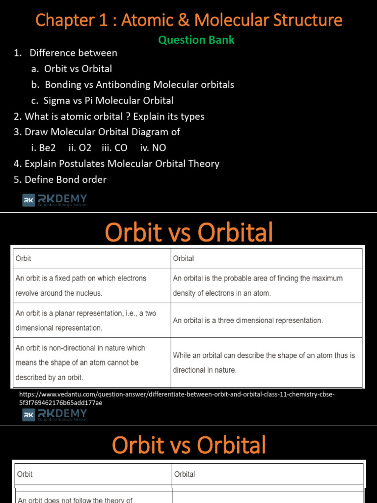 Orbit vs Orbital in Chemistry | PDF | Molecular Orbital | Atomic Orbital