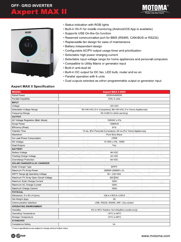 Axpert MAX II 6500 | PDF