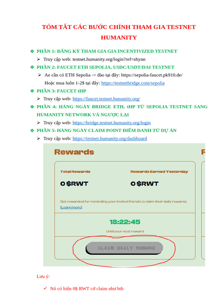 HƯỚNG DẪN TESTNET HUMANITY | PDF
